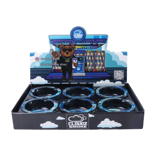 Cloudz Glass Ashtray - Gas Design - 6 Count - Wholesale