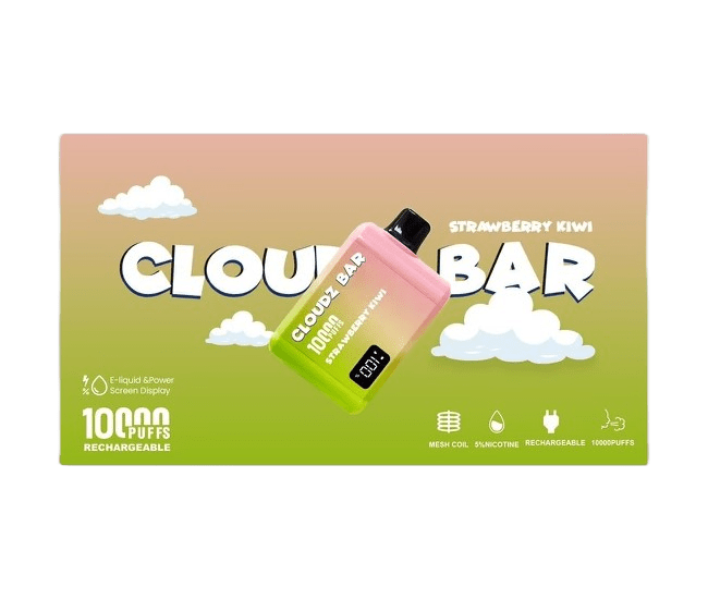 Cloudz Bar - 10,000 puffs - With LED Screen- Rechargeable - 5 pcs/Display - (Various Flavors)