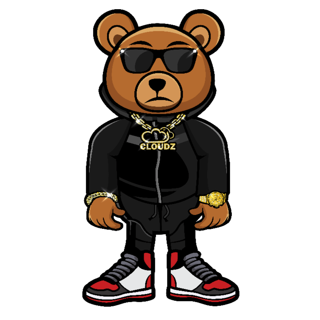 Cloudz apparel bear hoodie, logo