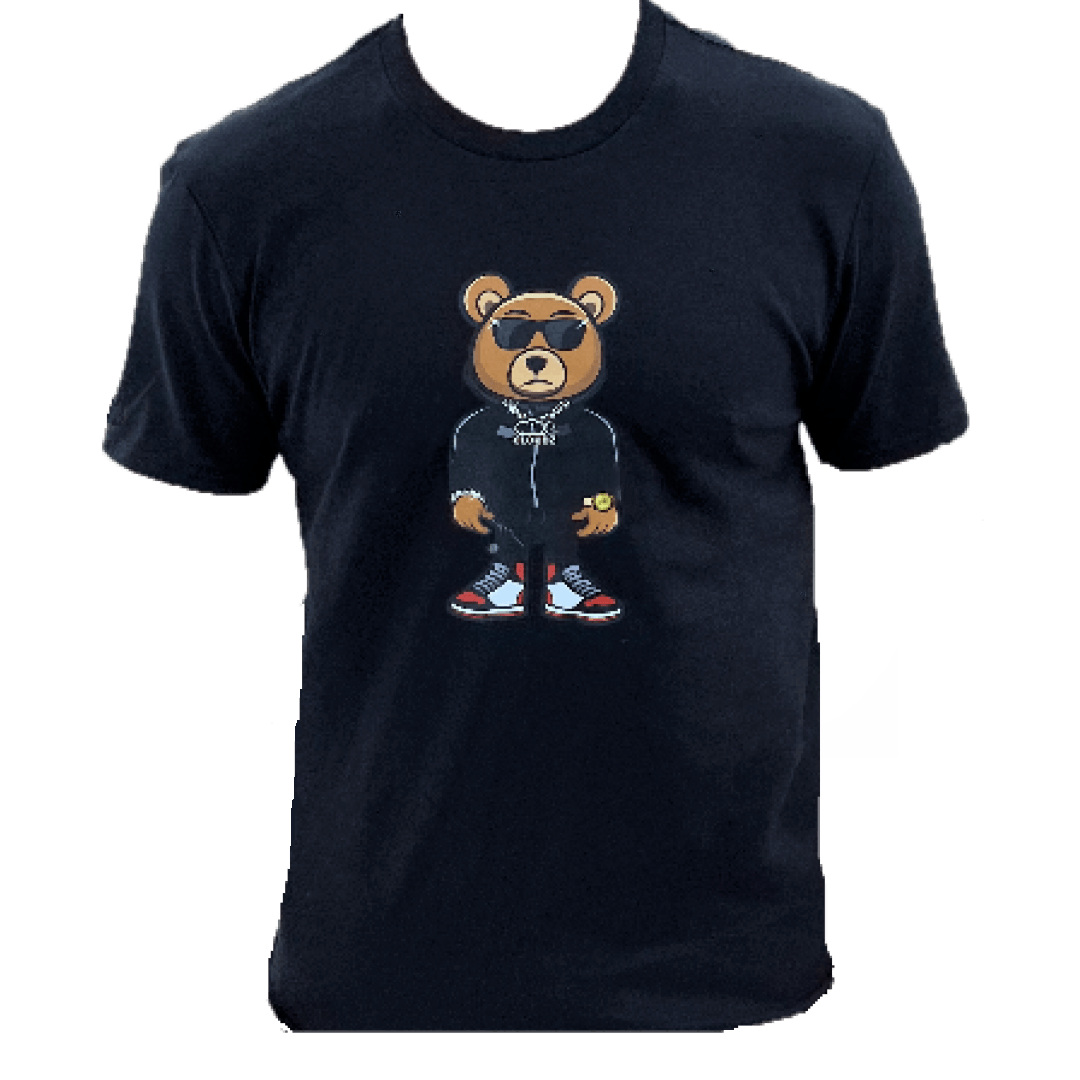 Cloudz apparel black bear t-shirt, front