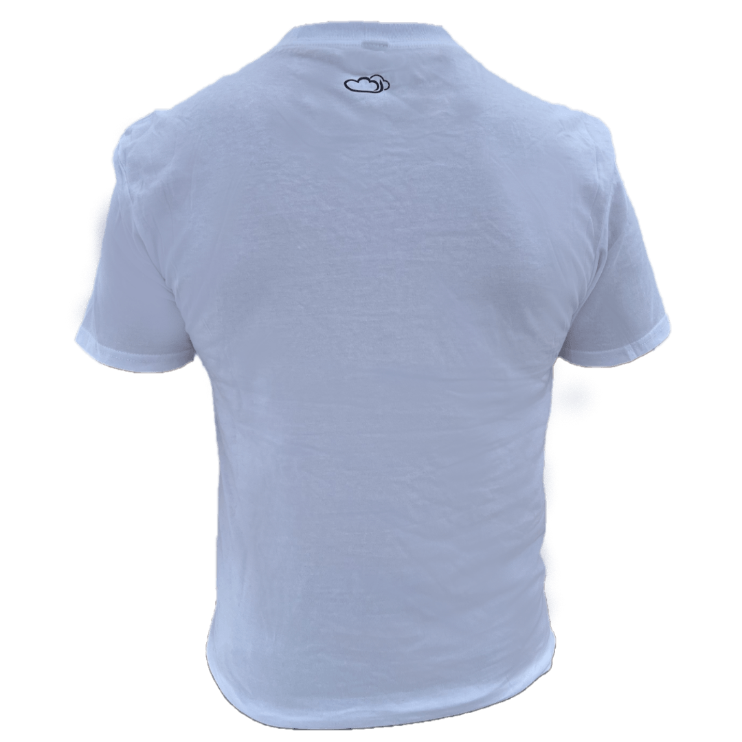 Cloudz apparel white poker t-shirt, back