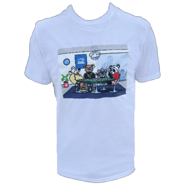 Cloudz apparel white poker t-shirt, front